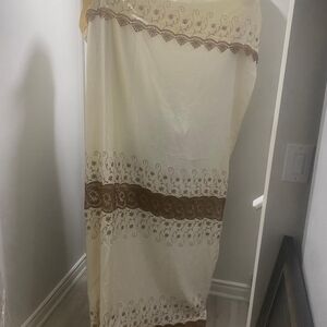 Cream and Brown Sheer Curtain